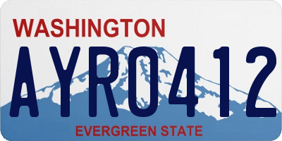 WA license plate AYR0412