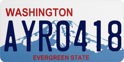 WA license plate AYR0418