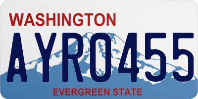 WA license plate AYR0455