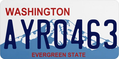 WA license plate AYR0463