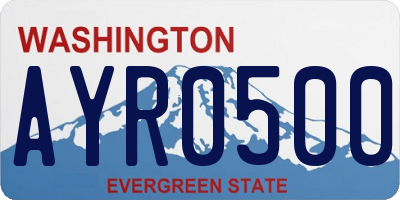 WA license plate AYR0500