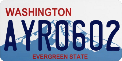 WA license plate AYR0602