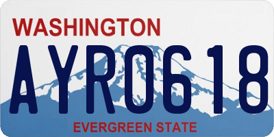 WA license plate AYR0618