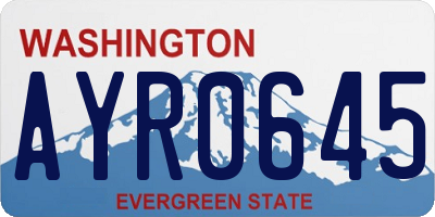 WA license plate AYR0645