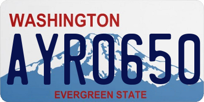 WA license plate AYR0650