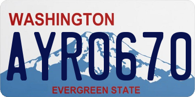WA license plate AYR0670