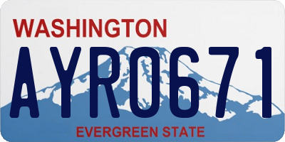 WA license plate AYR0671