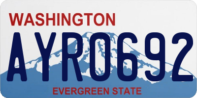 WA license plate AYR0692