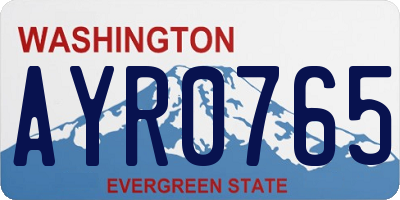 WA license plate AYR0765