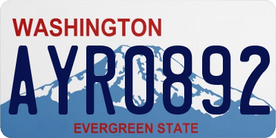 WA license plate AYR0892