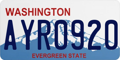 WA license plate AYR0920