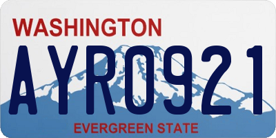 WA license plate AYR0921
