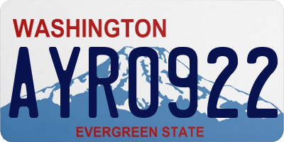 WA license plate AYR0922
