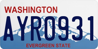 WA license plate AYR0931