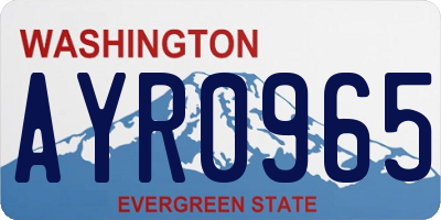 WA license plate AYR0965