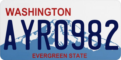 WA license plate AYR0982