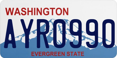 WA license plate AYR0990