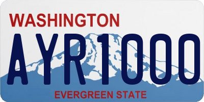 WA license plate AYR1000