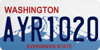 WA license plate AYR1020