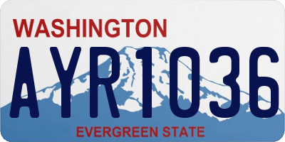 WA license plate AYR1036