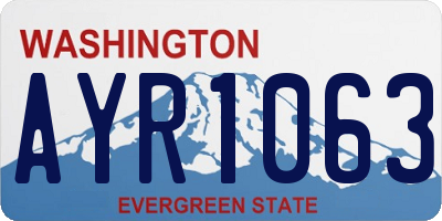 WA license plate AYR1063