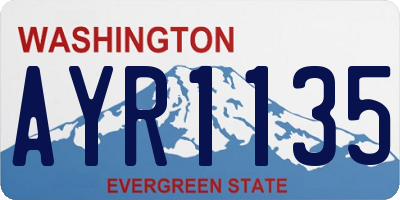 WA license plate AYR1135