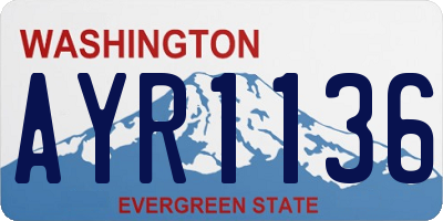 WA license plate AYR1136