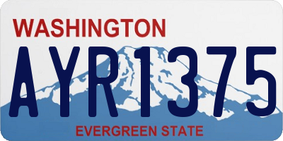 WA license plate AYR1375