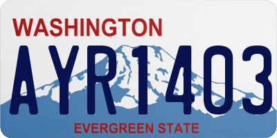 WA license plate AYR1403