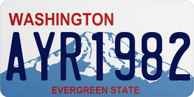 WA license plate AYR1982