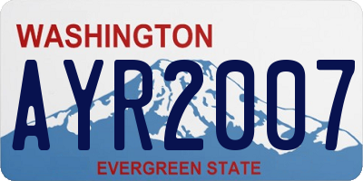 WA license plate AYR2007