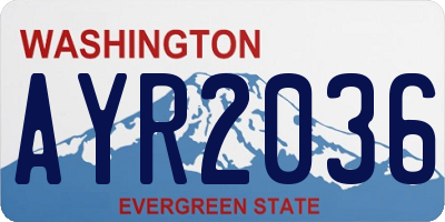 WA license plate AYR2036