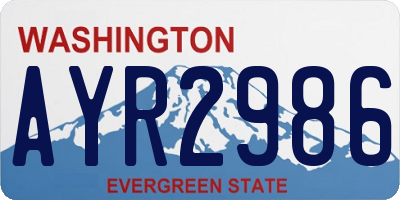 WA license plate AYR2986