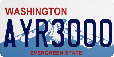 WA license plate AYR3000