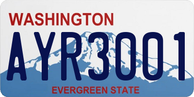 WA license plate AYR3001