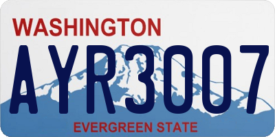 WA license plate AYR3007