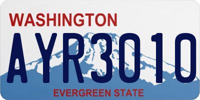 WA license plate AYR3010