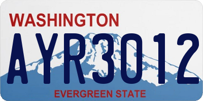 WA license plate AYR3012