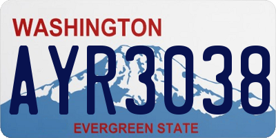 WA license plate AYR3038