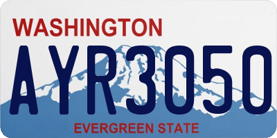 WA license plate AYR3050