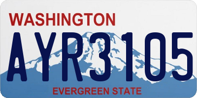 WA license plate AYR3105