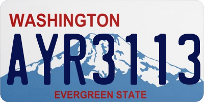 WA license plate AYR3113