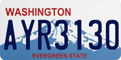 WA license plate AYR3130