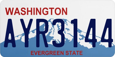 WA license plate AYR3144