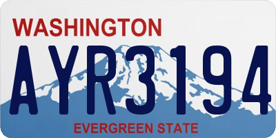 WA license plate AYR3194