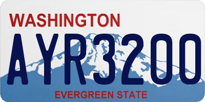 WA license plate AYR3200