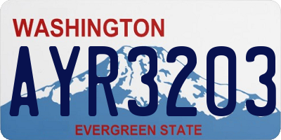 WA license plate AYR3203
