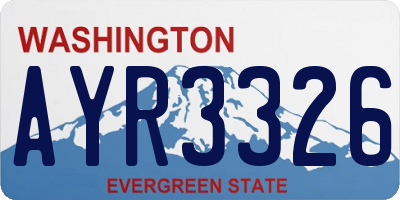 WA license plate AYR3326