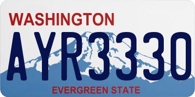 WA license plate AYR3330