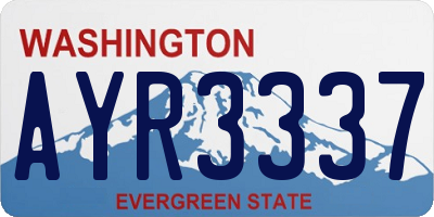 WA license plate AYR3337